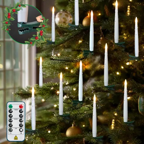 15 cm Clip-On Christmas Tree Candles with Timer Remote (FP12) – view 3