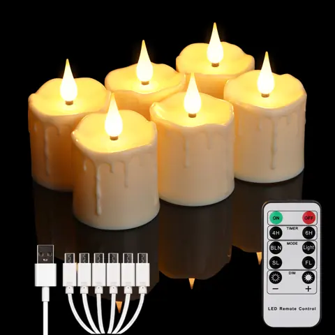 USB-C Rechargeable LED Candle Light 2x3 Inch IP44 Outdoor Remote Control (TH08-6)