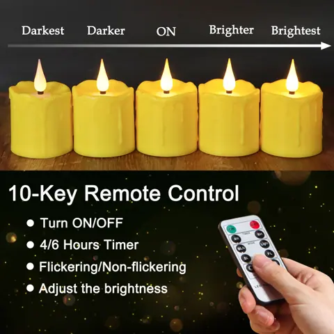 Yellow 2x3 Inch USB-C Rechargeable LED Pillar Candle (TH08-6) – view 2