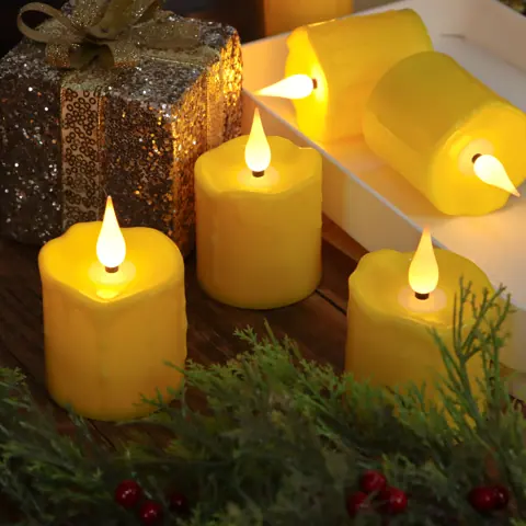 Yellow 2x3 Inch USB-C Rechargeable LED Pillar Candle (TH08-6) – view 3