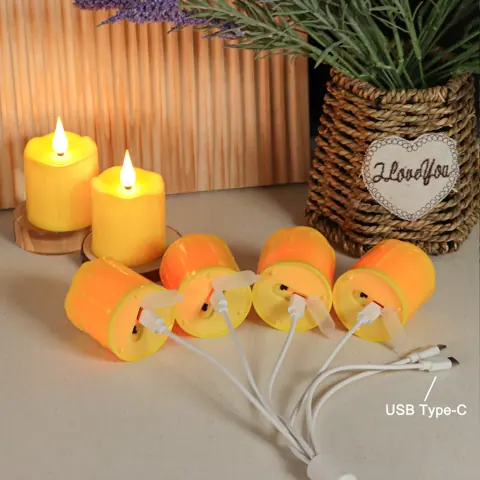 Yellow 2x3 Inch USB-C Rechargeable LED Pillar Candle (TH08-6) – view 4