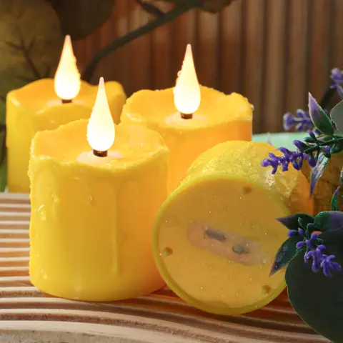 Yellow 2x3 Inch USB-C Rechargeable LED Pillar Candle (TH08-6) – view 5