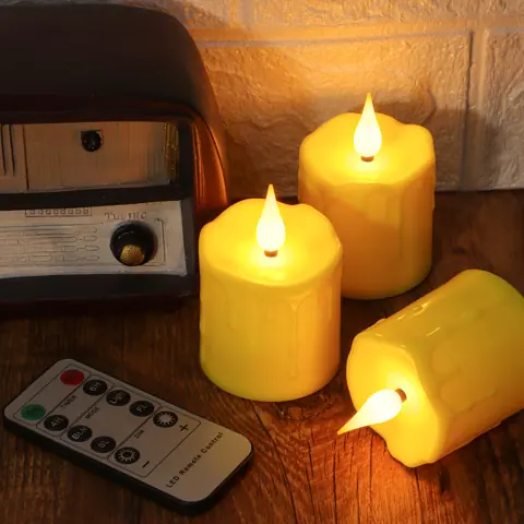 Yellow 2x3 Inch USB-C Rechargeable LED Pillar Candle (TH08-6) – view 6