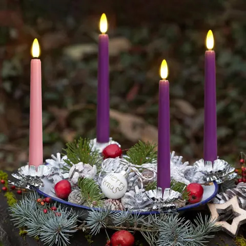 Standard Advent Candle LED Candle Light Set 3 Purple 1 Pink Battery Operated (FP-21-4PP)
