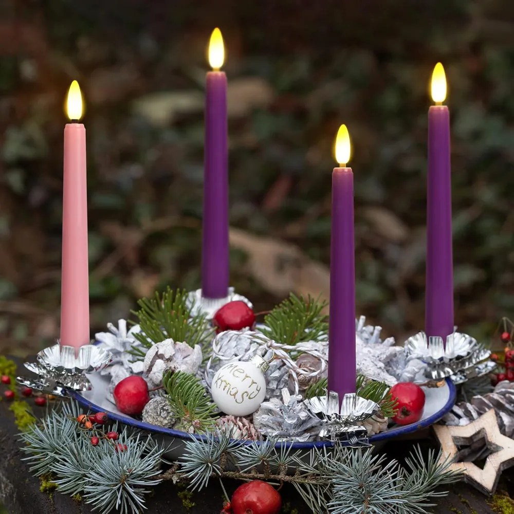 Standard Advent Candle LED Candle Light Set 3 Purple 1 Pink Battery Operated (FP-21-4PP)