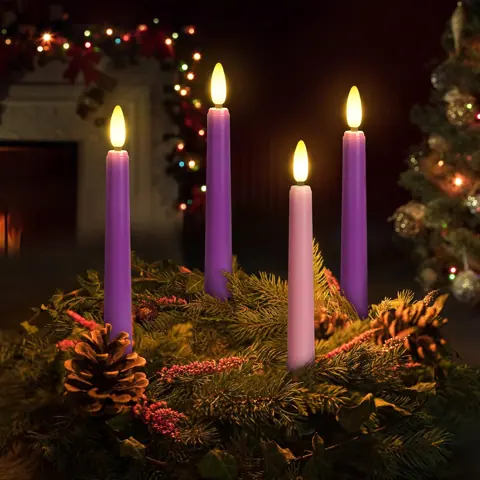 Standard Advent Candle LED Candle Light Set 3 Purple 1 Pink Battery Operated (FP-21-4PP) – view 5