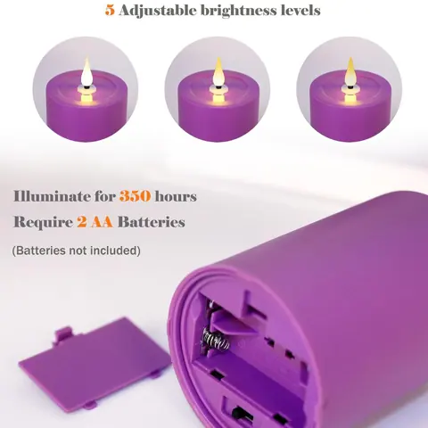 Standard Advent Candle LED Candle Light 4-Pc Set 3 Purple 1 Pink 3D Flame (TH72-4) – view 3