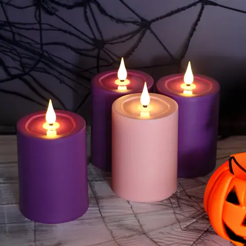 Standard Advent Candle LED Candle Light 4-Pc Set 3 Purple 1 Pink 3D Flame (TH72-4) – view 4