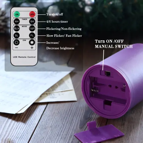 Standard Advent Candle LED Candle Light 4-Pc Set 3 Purple 1 Pink 3D Flame (TH72-4) – view 5