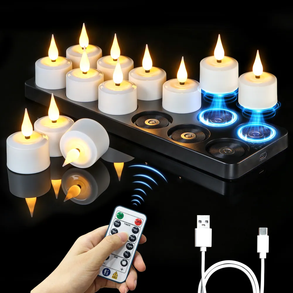Set of 6 Magnetic Rechargeable LED Tea Lights (T301)
