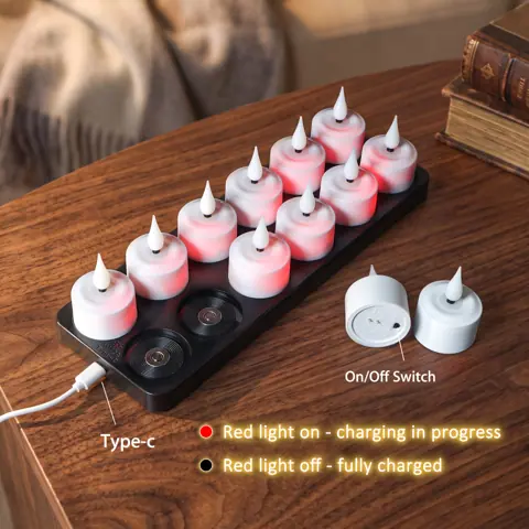 Set of 6 Magnetic Rechargeable LED Tea Lights (T301) – view 2