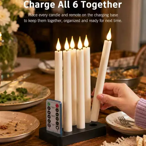 9 Inch Rechargeable LED Taper Candle Lights with USB Charging Base Flickering (FP-230) – view 4