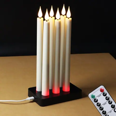 Rechargeable LED Taper Candles with Charging Base Remote Control Flameless (FP-230)