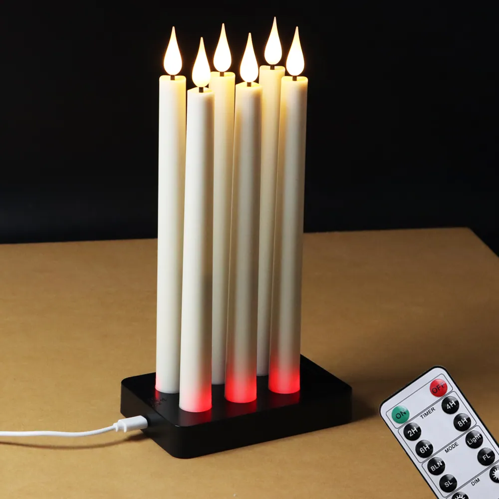 Rechargeable LED Taper Candles with Charging Base Remote Control Flameless (FP-230)
