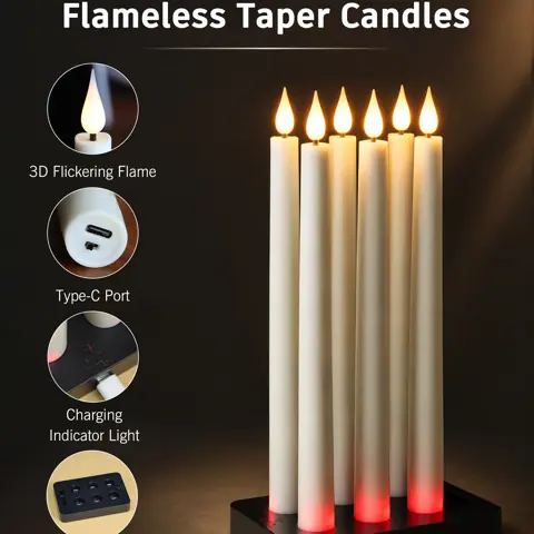 Rechargeable LED Taper Candles with Charging Base Remote Control Flameless (FP-230) – view 3