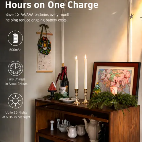 Rechargeable LED Taper Candles with Charging Base Remote Control Flameless (FP-230) – view 6