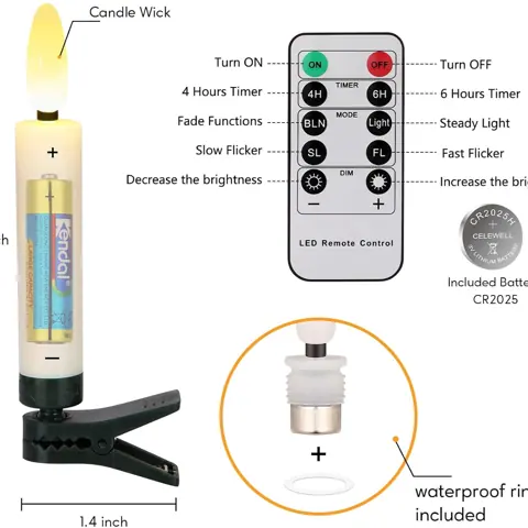 Battery Operated Warm 3D Wick Flickering LED Light Candle Remote Flameless (FP-03) – view 5