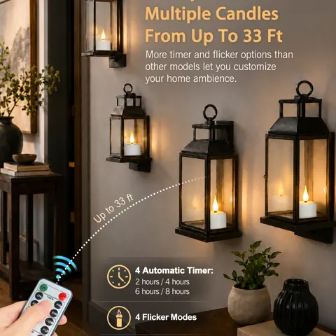 Rechargeable Magnetic LED Tea Light Candles 12 Pack 3D Flame Remote Timer LED (T301B) – view 4