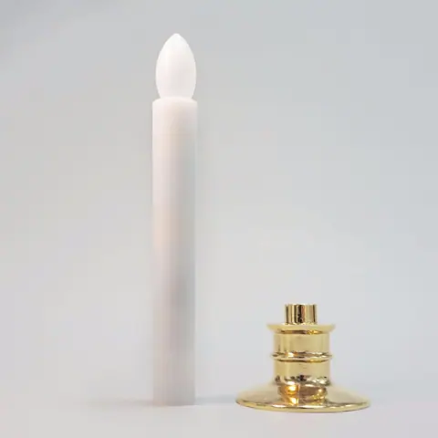 Flameless White LED Taper Candles with Gold Removable Candle Holders (PF-21) – view 3