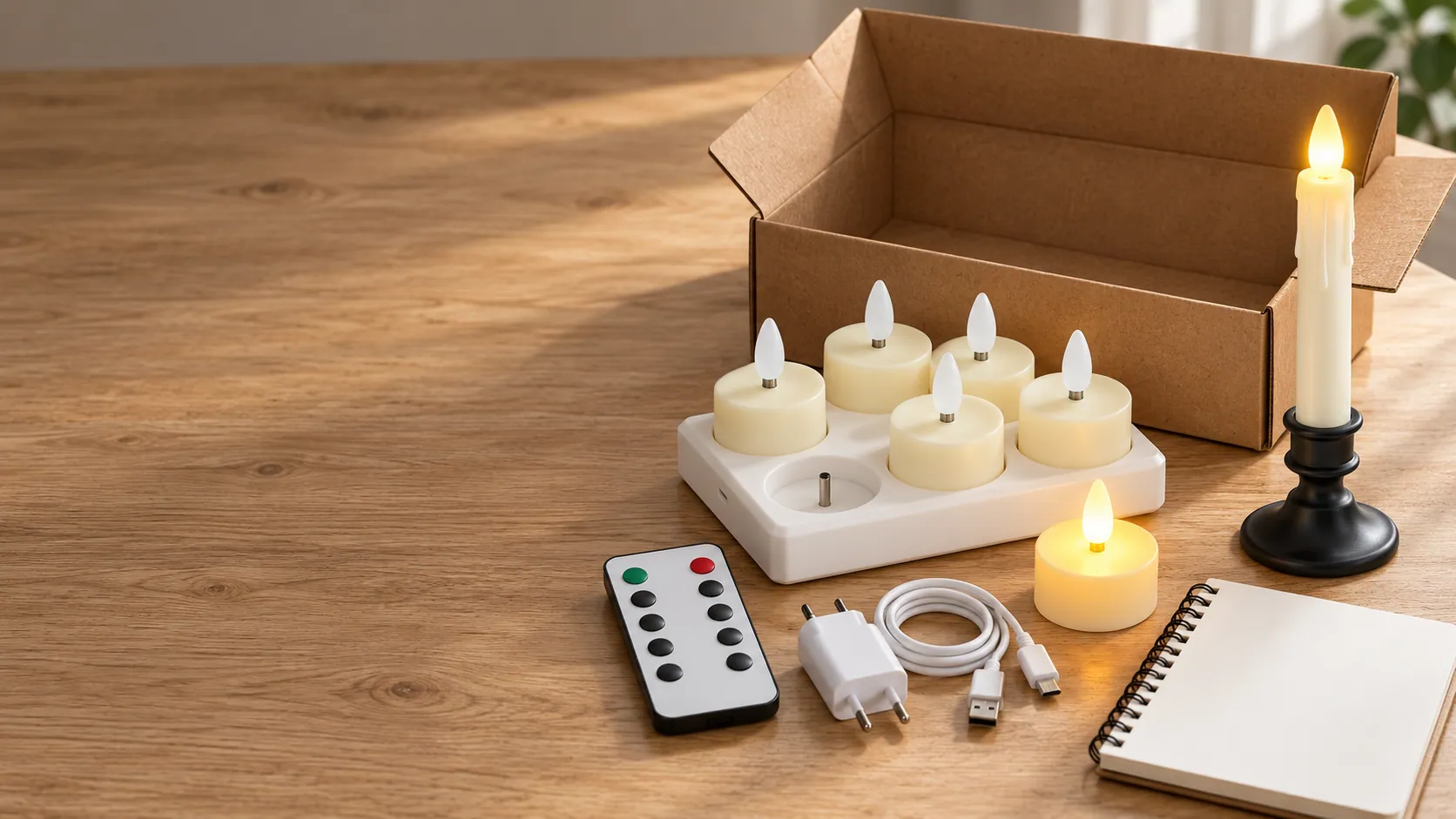 LED candle sample kit (styled scene)
