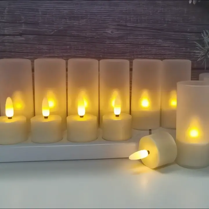 Set of 6 Rechargeable LED Tea Lights with Charging Base video